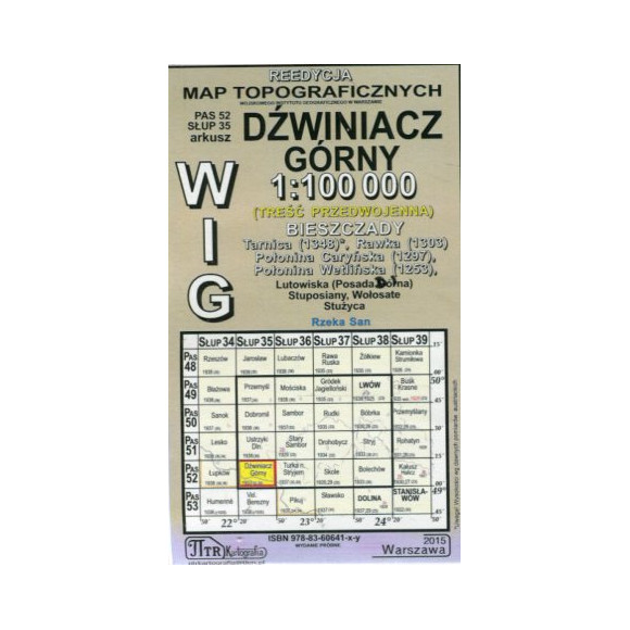 Dźwiniacz Górny - mapa WIG skala 1:100 000