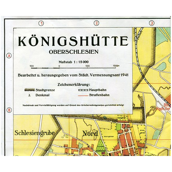 Königshütte (Królewska Huta/Chorzów) Oberschlesien Maßstab 1:15 000