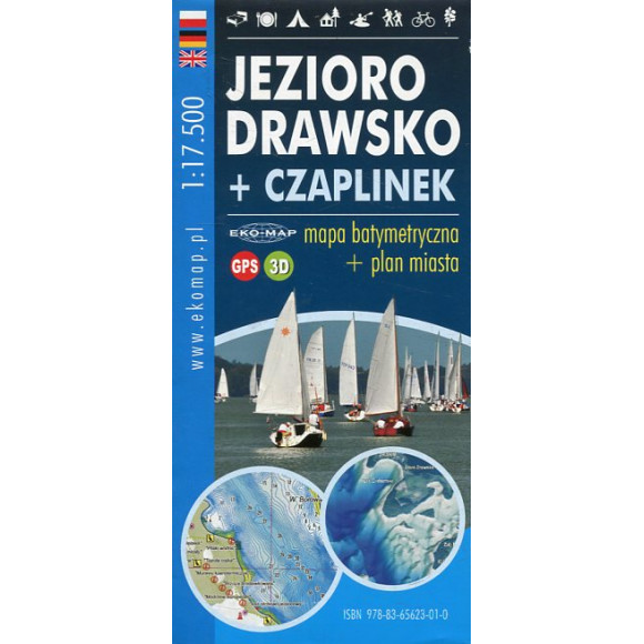 Jezioro Drawsko + Czaplinek. Mapa batymetryczna + plan miasta