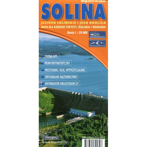 Solina. Jezioro Solińskie i jego okolica mapa foliowana