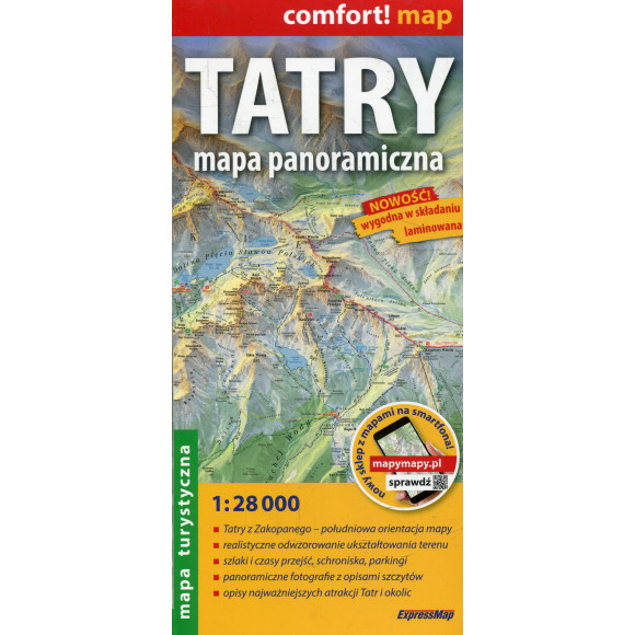 Tatry Mapa panoramiczna laminowana mapa turystyczna 1 : 28 000