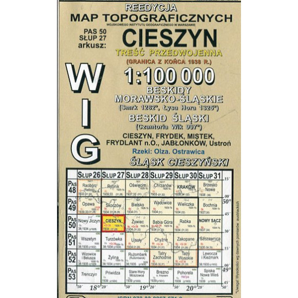Cieszyn - mapa WIG skala 1:100 000