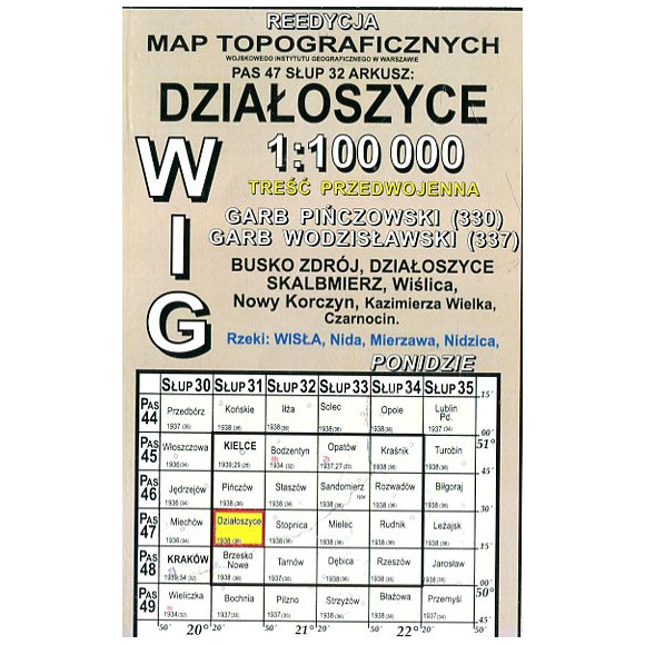 Działoszyce - mapa WIG skala 1:100 000